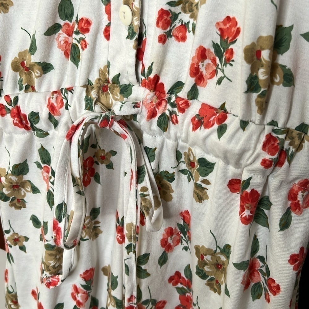 Spring Harbor Women Size M Floral Romper Button Up Tie Vintage - Picture 4 of 5